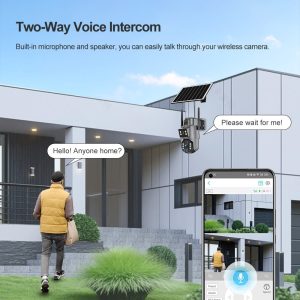 4G SIM Card Solar Panel PTZ 4MP Camera Two-Way Audio DUAL LENS (UBOX APP)
