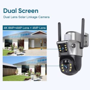 4G SIM Card Solar Panel PTZ Camera 4MP Two-Way Audio DUAL LENS (V380 APP)