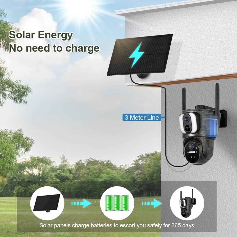 4G SIM Card Solar Panel PTZ 6MP Camera Two-Way Audio DUAL LENS (UBOX APP) - Image 9