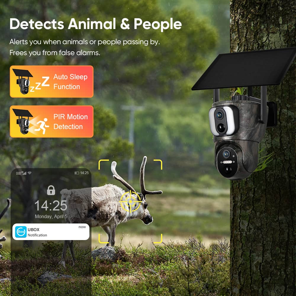 4G SIM Card Solar Panel PTZ 6MP Camera Two-Way Audio DUAL LENS (UBOX APP) - Image 8