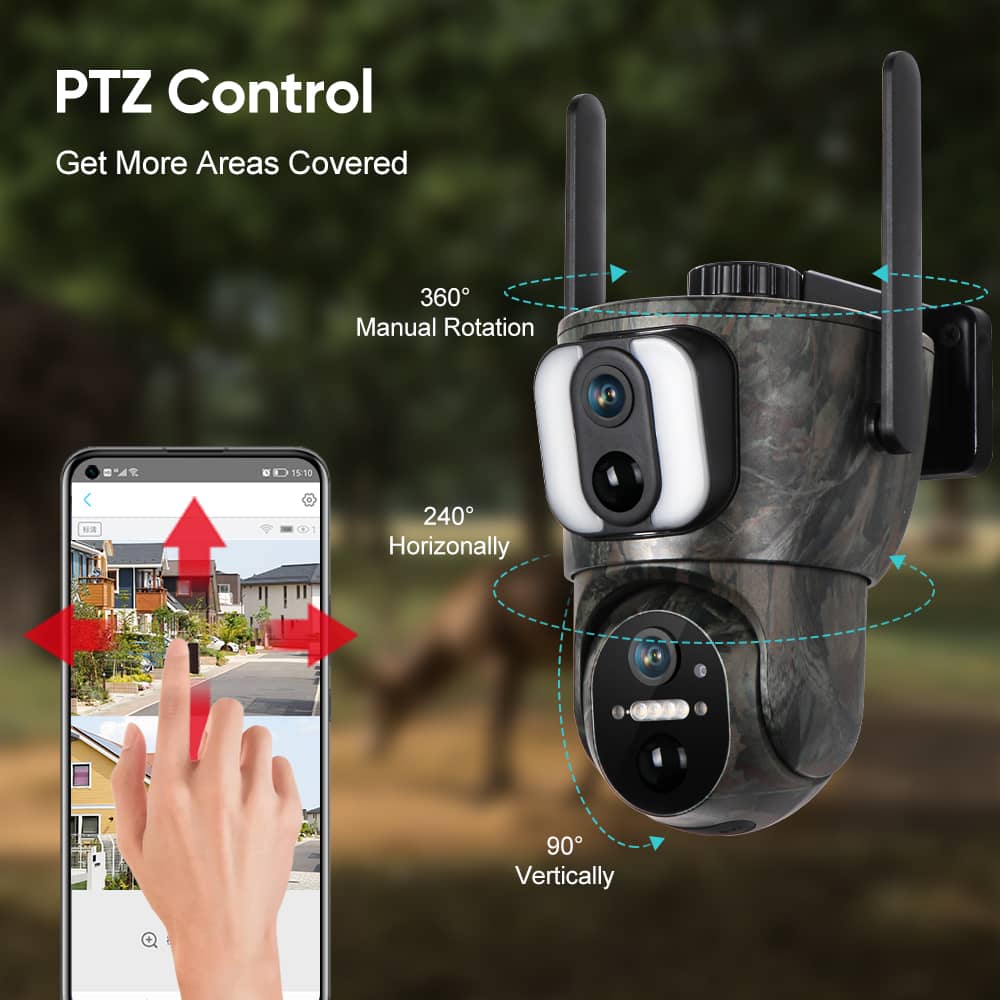 4G SIM Card Solar Panel PTZ 6MP Camera Two-Way Audio DUAL LENS (UBOX APP) - Image 7